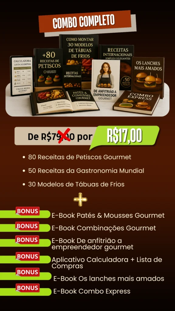 Oferta completa do Mapa dos Petiscos com +160 receitas, bônus exclusivos e garantia de 7 dias